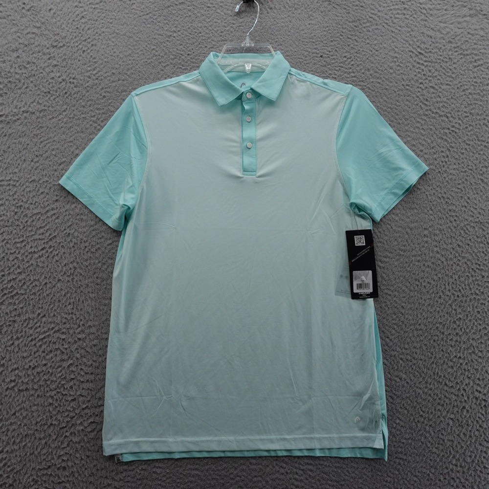 HEAD Golf Polo Shirt Small Turquoise Blue Short Sleeve Cooling Stretch‎ Mens NWT